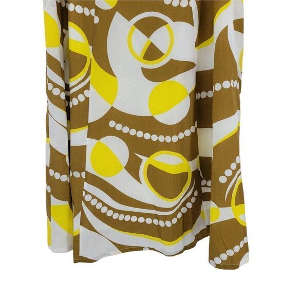 Vtg 80's Retro 70's Mod Geometric Print A-line Full Midi Skirt Brown Yellow Sz L - Picture 8 of 9